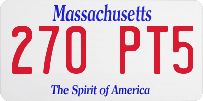 MA license plate 270PT5