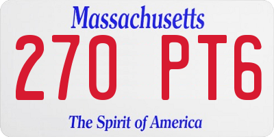 MA license plate 270PT6