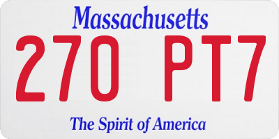 MA license plate 270PT7