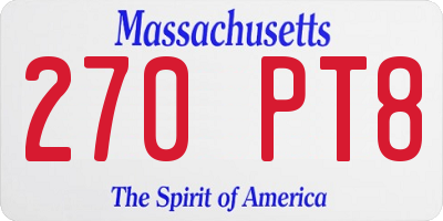 MA license plate 270PT8