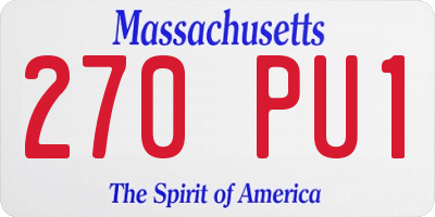 MA license plate 270PU1