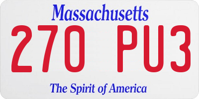 MA license plate 270PU3