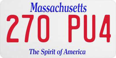 MA license plate 270PU4