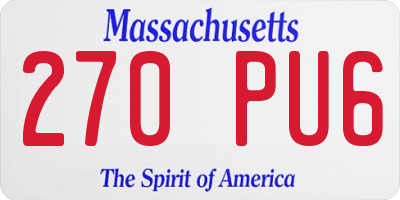 MA license plate 270PU6