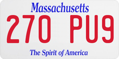 MA license plate 270PU9