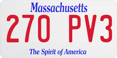 MA license plate 270PV3