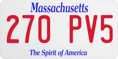 MA license plate 270PV5