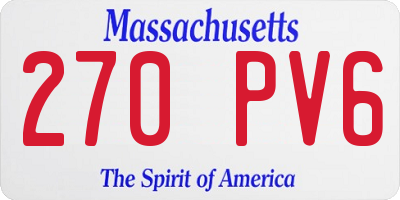 MA license plate 270PV6