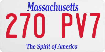 MA license plate 270PV7