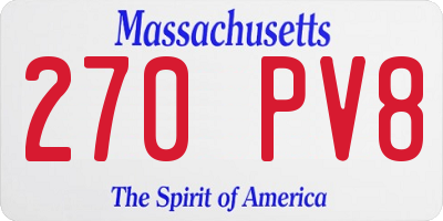 MA license plate 270PV8