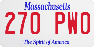 MA license plate 270PW0