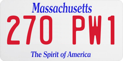 MA license plate 270PW1