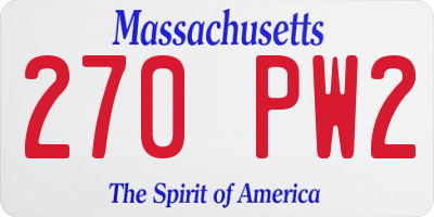 MA license plate 270PW2