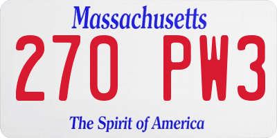 MA license plate 270PW3