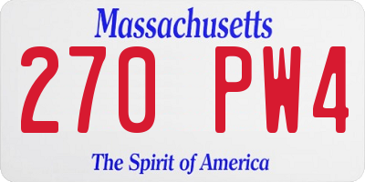 MA license plate 270PW4
