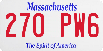 MA license plate 270PW6