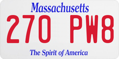 MA license plate 270PW8