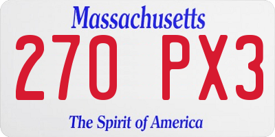 MA license plate 270PX3
