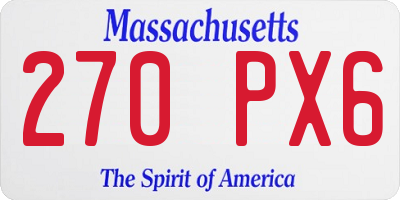 MA license plate 270PX6