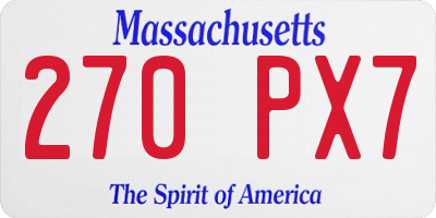 MA license plate 270PX7