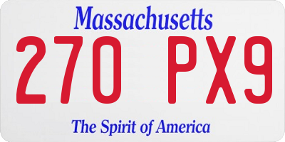 MA license plate 270PX9