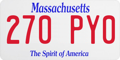MA license plate 270PY0