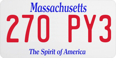 MA license plate 270PY3