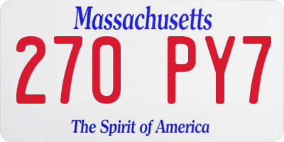MA license plate 270PY7