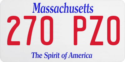 MA license plate 270PZ0