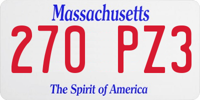 MA license plate 270PZ3