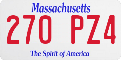 MA license plate 270PZ4