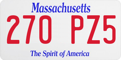MA license plate 270PZ5