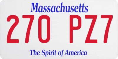 MA license plate 270PZ7