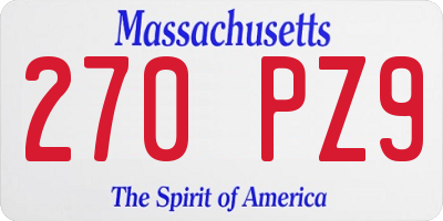 MA license plate 270PZ9