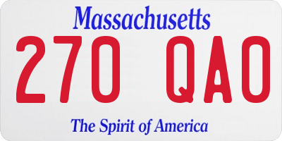 MA license plate 270QA0