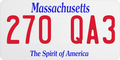 MA license plate 270QA3