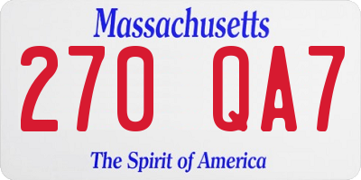 MA license plate 270QA7