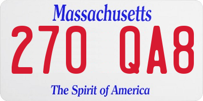 MA license plate 270QA8