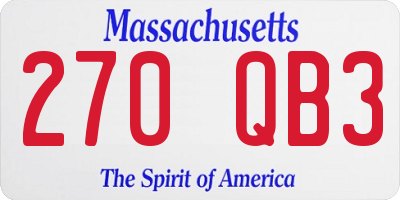 MA license plate 270QB3