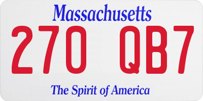 MA license plate 270QB7