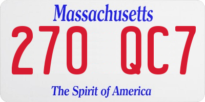 MA license plate 270QC7