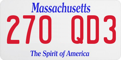 MA license plate 270QD3