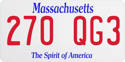 MA license plate 270QG3