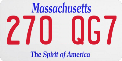 MA license plate 270QG7