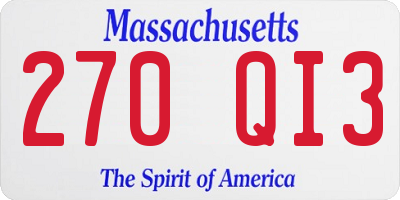 MA license plate 270QI3