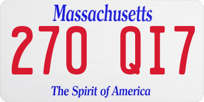 MA license plate 270QI7