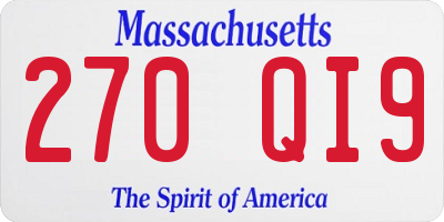 MA license plate 270QI9
