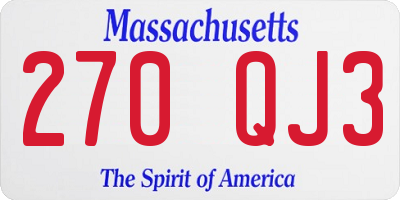 MA license plate 270QJ3