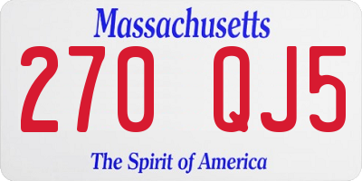 MA license plate 270QJ5