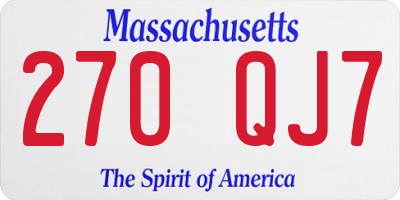 MA license plate 270QJ7